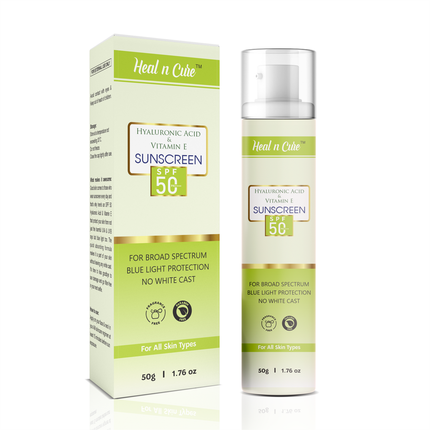 HNC Sunscreen SPF50 - Hyaluronic Acid & Vitamin E